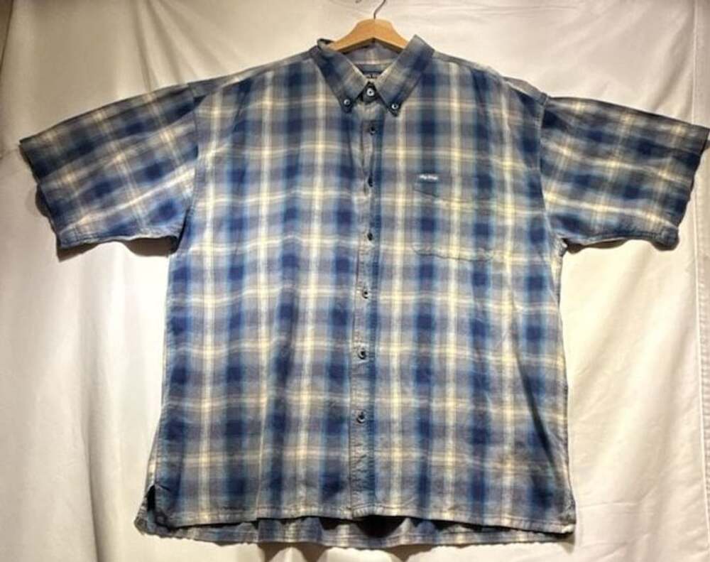 Big Dogs Vintage Blue Plaid Short Sleeve Button-Down Shirt